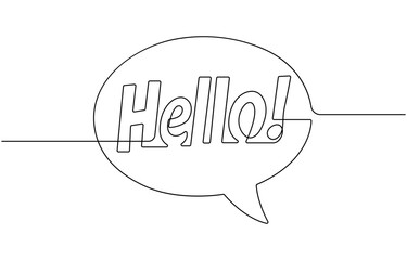 Hello continuous one line art drawing Hello word writing.