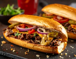 Two Philly Cheesesteak Sandwiches
