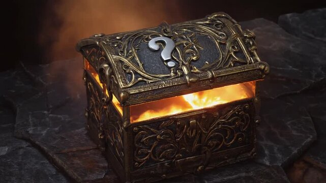 Surprise box with question mark.