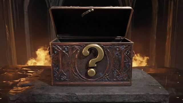 Surprise box with question mark.