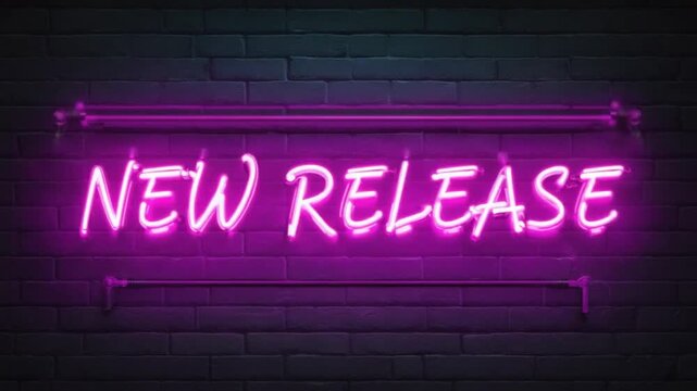 Neon sign of new release.