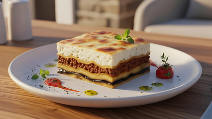 Luxury Greek Moussaka Mediterranean Fine Dining Cuisine

