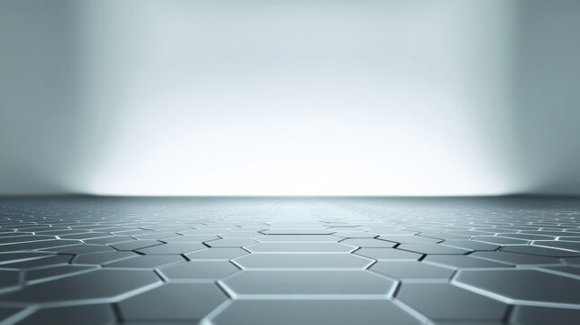 Abstract hexagonal floor with a smooth gradient background showcasing modern design and technology, ideal for digital art and multimedia projects