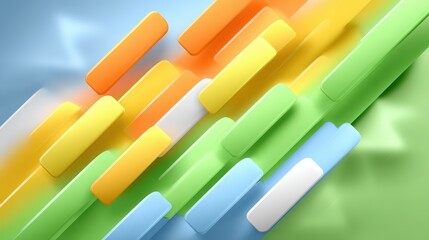 Colorful abstract design featuring vibrant rectangular shapes against a soft gradient background