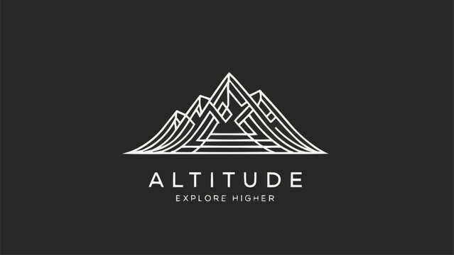 Geometric mountain range logo with altitude text.