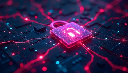 Neon Cyber Lock Authentication Interface