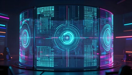 Cyber Network with Glowing Security Nodes