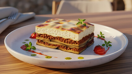Luxury Greek Moussaka Mediterranean Fine Dining Cuisine
