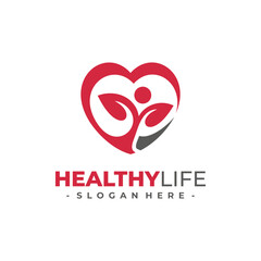 Medical Wellness Logo with Leaf Icon Vector. Concept of Health and Wellness Heart.