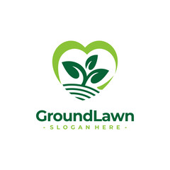 Lawn Care Logo Vector. Concept of environment, grass, landscape and lawn maintenance logo template design.