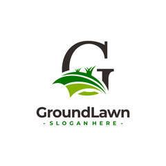 Letter G for Lawn Care Logo Vector. Concept of grass, landscape and lawn maintenance logo template design.