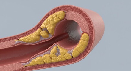 Obraz premium Medical Concept of Arterial Plaque Buildup and Atherosclerosis in Blood Vessel Model on Isolated Background