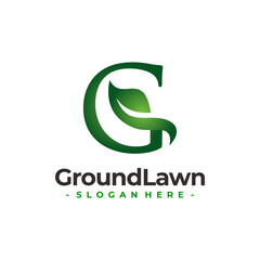 Letter G for Lawn Care with Leaf Logo Vector. Concept of environment, grass, landscape and lawn maintenance logo template design.