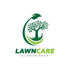 Lawn Care Service Logo Vector. Concept of landscaping, gardening and lawn maintenance logo template design.