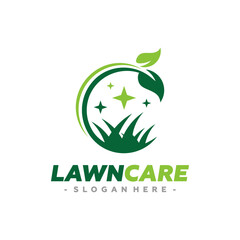 Lawn Care Service Logo Vector. Concept of landscaping, gardening and lawn maintenance logo template design.