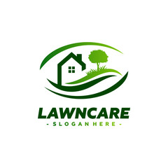 Lawn Care Service Logo Vector. Concept of landscaping, gardening and lawn maintenance logo template design.