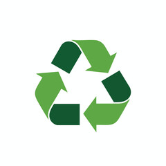 Obraz premium A simple two-tone green recycle icon with three arrows in a circular motion