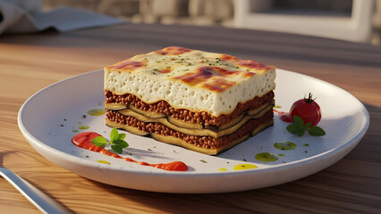 Luxury Greek Moussaka Mediterranean Fine Dining Cuisine
