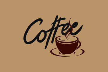 A warm and inviting illustration of a steaming coffee cup with elegant script typography.