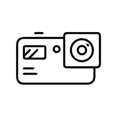 Camera illustration in minimalist style outlined in black  