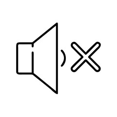 Speaker icon with mute symbol in minimalist flat design  