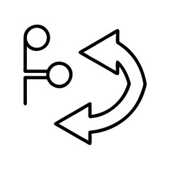 Abstract line icon of people exchanging ideas with arrows  