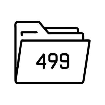 Simple black folder with number 499 on white background  