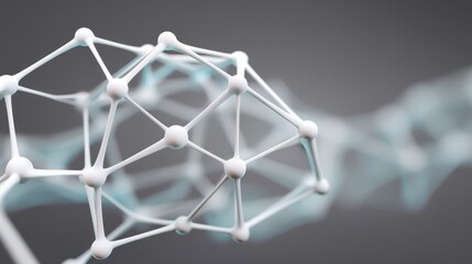 Abstract representation of molecular structures with interconnected nodes and lines depicting scientific concepts, technology, and modern research in 3D visualization