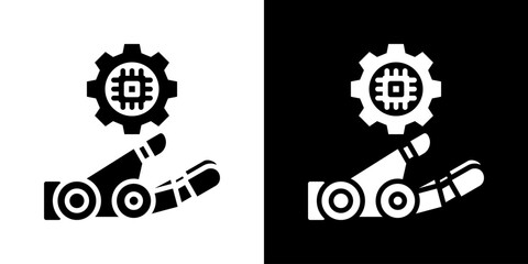 Robotic Icon Set Vector Collection Isolated In Black And White