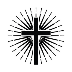 Obraz premium Spiritual Cross Light Rays Icon