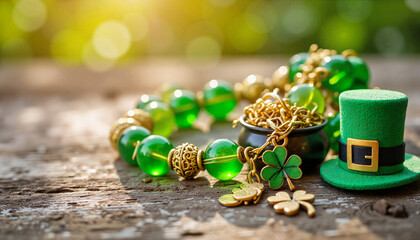 Lucky charm bracelet, festive accessories for St. Patrick's Day celebration
