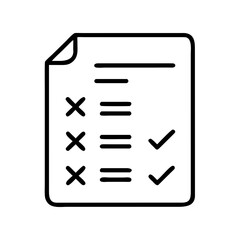 Checklist with checkmarks and crosses on white background  