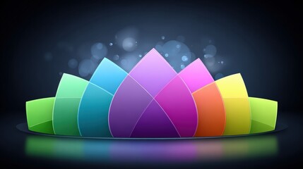 Colorful abstract lotus flower design with vibrant petals against a dark background
