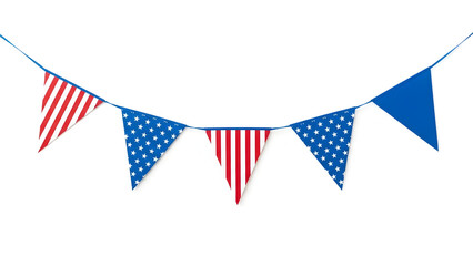 American flag bunting with red white and blue triangular flags president day 2026 America