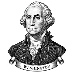 Black and white of George Washington president day 2026 America portrait