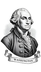 Black and white of George Washington president day 2026 America