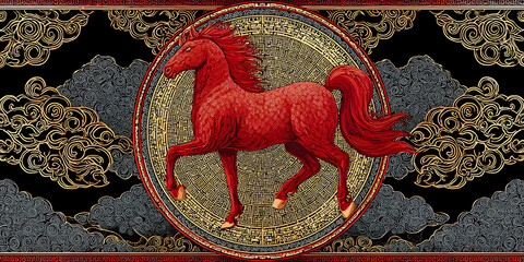 Celestial Steed: The Ornate Horse of Fortune, ai generated.