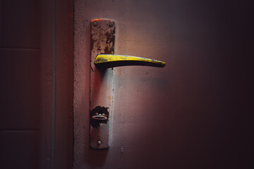 Old handle, door and lock
