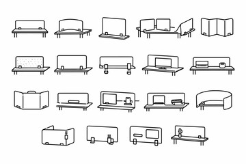 Assorted desktop partitions and desk dividers for office privacy