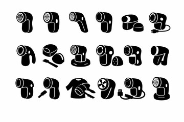 Collection of electric fabric shaver icons in various styles and designs