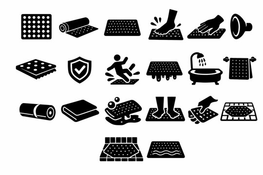 Anti-slip mat icons: safety features for bathrooms and floors