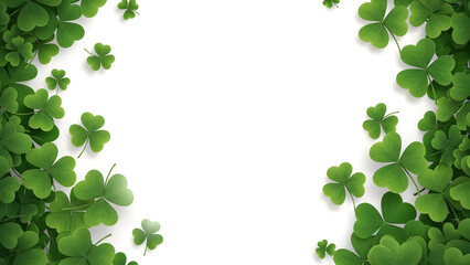 Lucky green shamrock leaves border frame