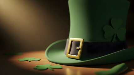Leprechaun hat with gold buckle and shamrocks