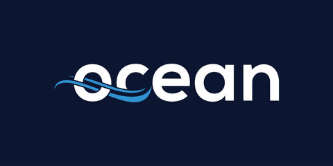 modern word ocean logo design vector