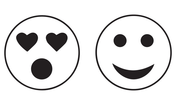 Minimalist Black & White Emoji Set &ndash; Expressive Smiley Faces, Emotions, and Reactions for UI/UX, Web, Mobile Apps, and Social Media &ndash; Premium Stock Graphics for Adobe Stock, Envato Elements
