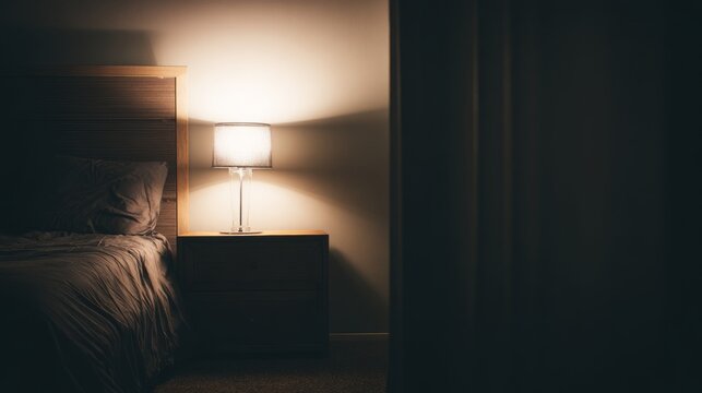 bedside. A dimly lit bedroom at night with ambient glow, evoking a sense of quiet digital connection. lifestyle magazines, social media lookbooks, designed for influencer and brand collaborations.
