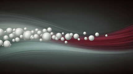 Signal transduction pathway, molecules rendered as pearl balls that sliding along pink and charcoal waves. Illustration of pharmaceutical research.