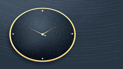 Constellation-inspired clock with star points connected by glowing golden lines. Deep space blue background with subtle cosmic texture. Time concept.