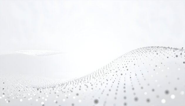 Abstract digital waveform, grey dots forming a rippling surface against a white backdrop - Powered by Adobe
