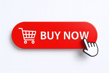 Clicking the vibrant red buy now button with a shopping cart icon on a clean white background.